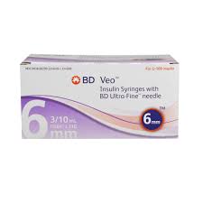 Insulin Syringes with Ultrafine Needle - 0.3 mL Insulin Syringe with 31G x 6 mm, 100/Box