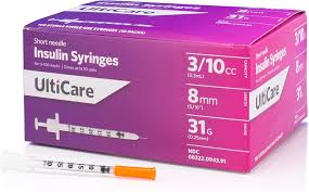 Ulticare Insulin Syringes, 3/10cc 8mm 31G, Sterile, 100/Box