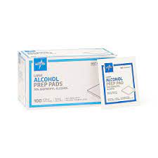 Alcohol Prep Pads, Large, 70% Isopropyl, 2-Ply, Sterile, 100/Box