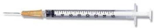 1mL Insulin Syringe U-100, 25G x 1" Slip Tip, 100/Box