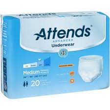 Incontinence, Adult Attends Advance Underwear, Medium 34-44", 20/Pack