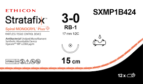 3-0 Stratafix Spiral Monocryl Plus Knotless Tissue Control Device, 6" RB-1 Taper, Expired/Discounted, 12/Box