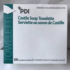 Castile Soap Towelette, 7.7" x 5", 100/Box