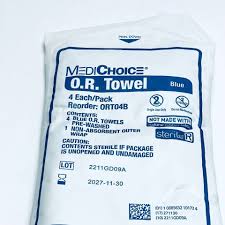 O.R. Towel, Blue, Sterile, 4/Pack 20 Packs/Case