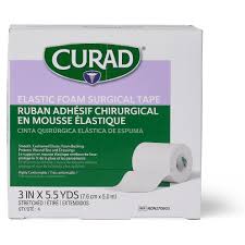 Curad Elastic Foam Surgical Tape 3" x 5.5 Yard, 4/Box