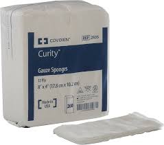 Curity Gauze Sponges 8" x 4" 12-Ply, Non-Sterile, 200/Bag
