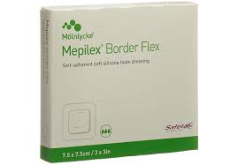 Mepilex Border Flex Self-Adherent Soft Silicone Foam Dressing, 3" x 3", Sterile, 5/Box