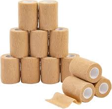 Cohesive Bandages, Self-Adherent, 3" x 5yd, Tan, 12 Rolls/Box