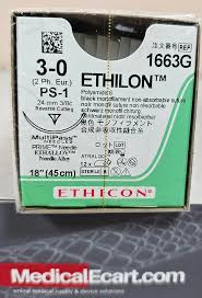 Ethilon Suture 3-0 18" Black Monofilament Reverse CuttingPS-1,Nonabsorbable, 12/Box