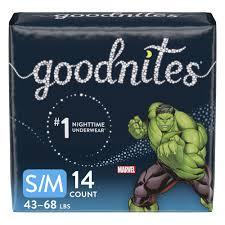 Goodnites Training Pants, S/M 43-68lbs., Boys, 14/Pack 4 Packs/Case
