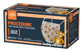 Mask, Procedure Face Mask w/Earloops, Buddy the Brave, 50/Box, 300/Case