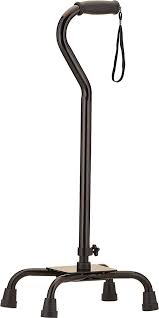 Quad Cane, Large Base, Adjustable, Black, New, 1/Ea