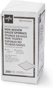 Non-Woven Gauze Sponges, 4" x 4" 4-Ply, Non-Sterile, 200/Sleeve