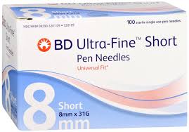 Ultra-Fine Short Pen Needles, 31G  x 5/16", Sterile, 100/Box