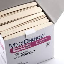Standard Tongue Depressors, 6" Wood Shaft, Non-Sterile, 500/Box