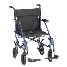 Nova Lightweight Transport Chair, 17.5" Seat Width, Blue, New, 1/Box