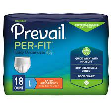 Briefs, Prevail Per-Fit Disposable, Large 44"-58", 18/pk