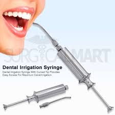 Dental Irrigation Syringe 10cc Self Filling 8.25" Curved Tip S/S, 1/Each
