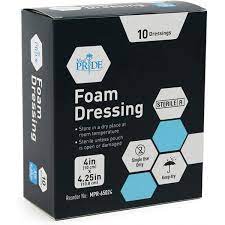 Foam Dressing, 4" x 4.25", Sterile, 10/Box