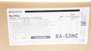 NeoMed Oral/Enteral Syringe w/EnFit Connector, 3 mL Amber Barrel, 500/Case
