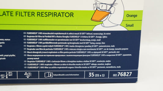 Surgical Mask, FluidShield 3 N95 Filter Respirator, Orange Duckbill, Small, 35/Box