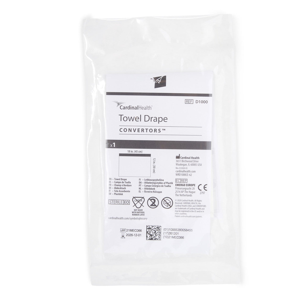 Convertors Towel Drape, 18" x 12", Sterile, 10/Box