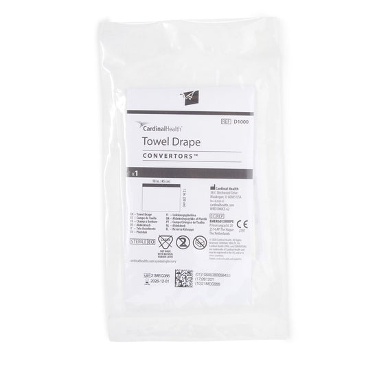 Convertors Towel Drape, 18" x 12", Sterile, 10/Box