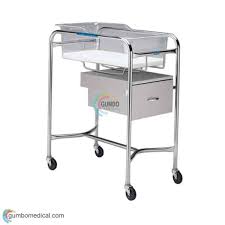 Hospital Newborn Bassinet w/Front Drawer, Stainless Steel, Used, 1/Ea