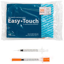 EasyTouch Insulin Syringe 30G x ½”, 0.5cc. 100/Box
