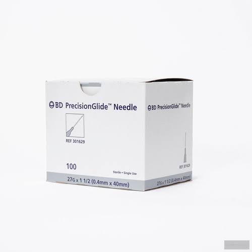 PrecisionGlide Hypodermic Needle w7 100/BoxRegular Bevel, 27 G x 1.5" 100/Box