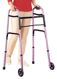 Folding Walker w/Wheels Adult, Pink Each