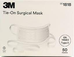 3M Tie-On Surgical Mask, Type II, 50/Box 12 Boxes/Case