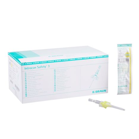 Introcan Safety 3 Closed IV Catheter 24G x 3/4" 22 mL, Sterile, 50/Box