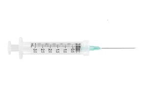 Safety Syringes 3 mL Luer Lock w/Needle 1" x 22G Sterile 100/Box