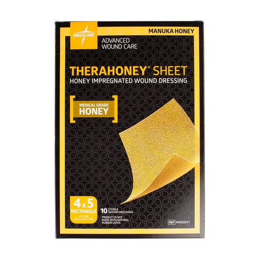 TheraHoney Sheet, Honey Impregnated Wound Dressing, 4"x5", Sterile, 10/Box