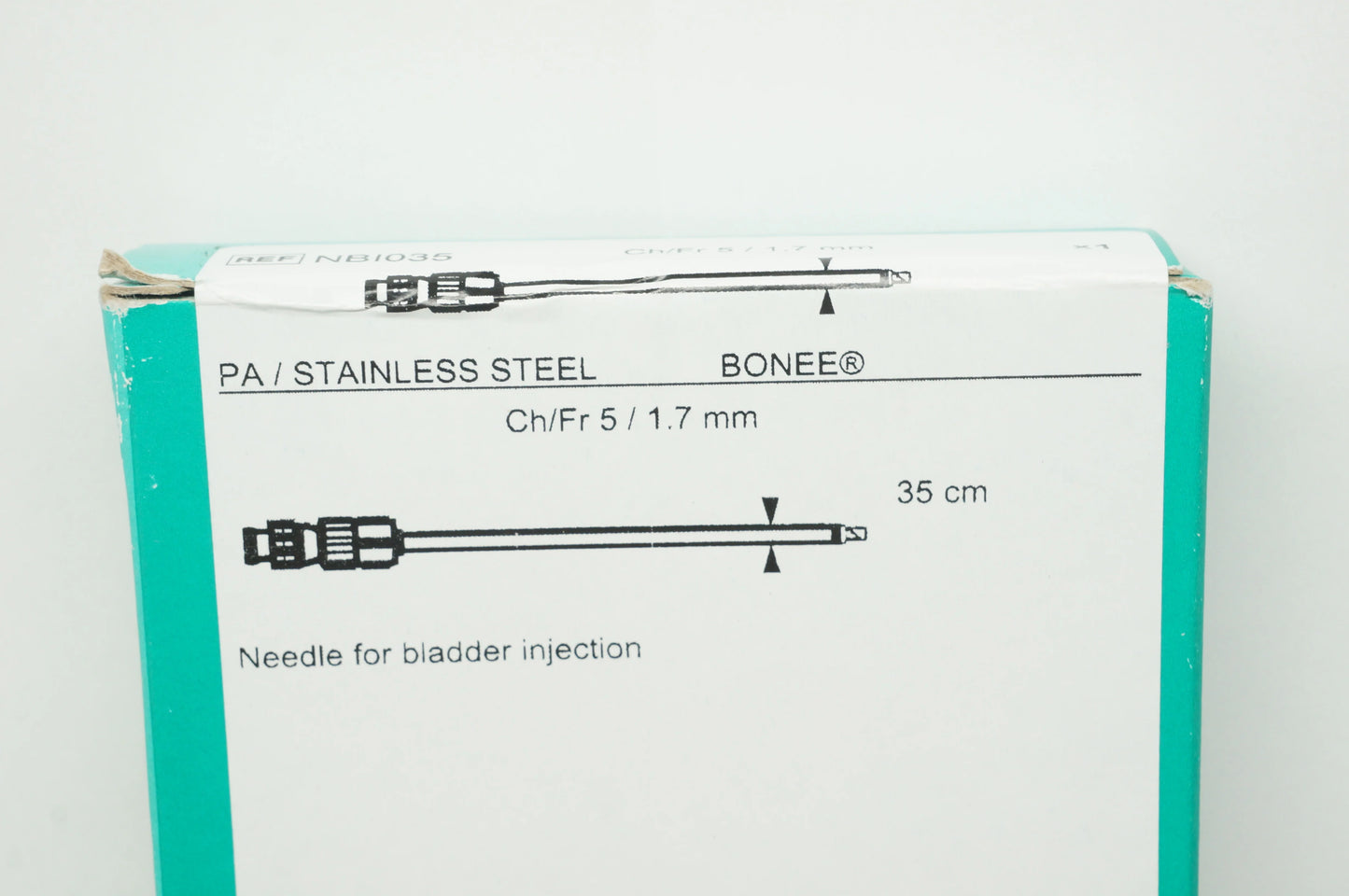 Bonee Needle for Bladder Injection, Fr5, 35cm, Stainless Steel, Sterile, 1/Box