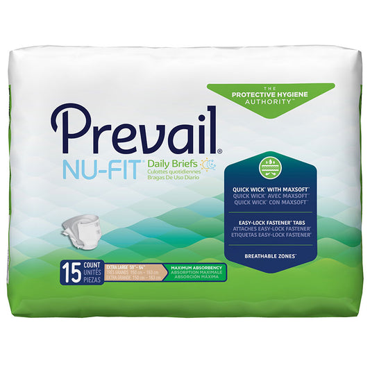 Nu-Fit Daily Briefs Extra Large 59"-64" 15/Bag
