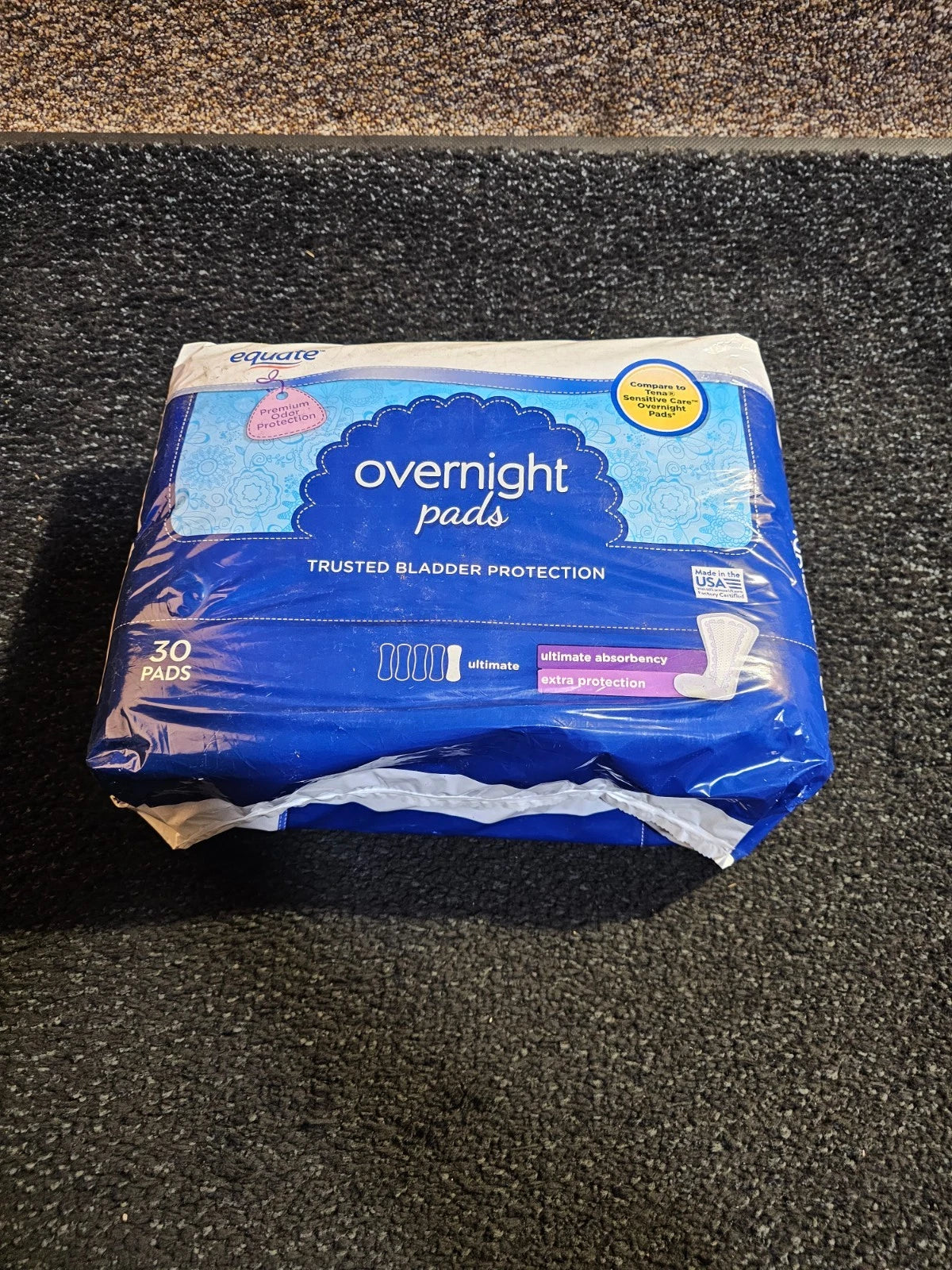 Overnight Absorbency Pads, 30/Pack