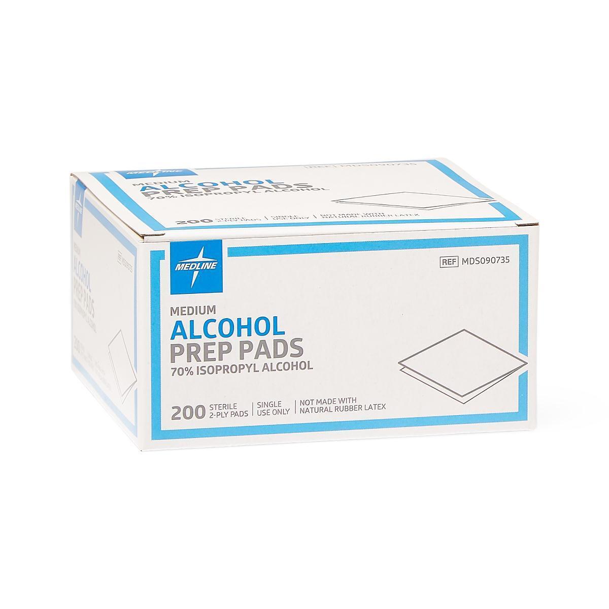 Alcohol Prep Pads, 70% Isopropyl Alcohol, 2-Ply, 200/Box