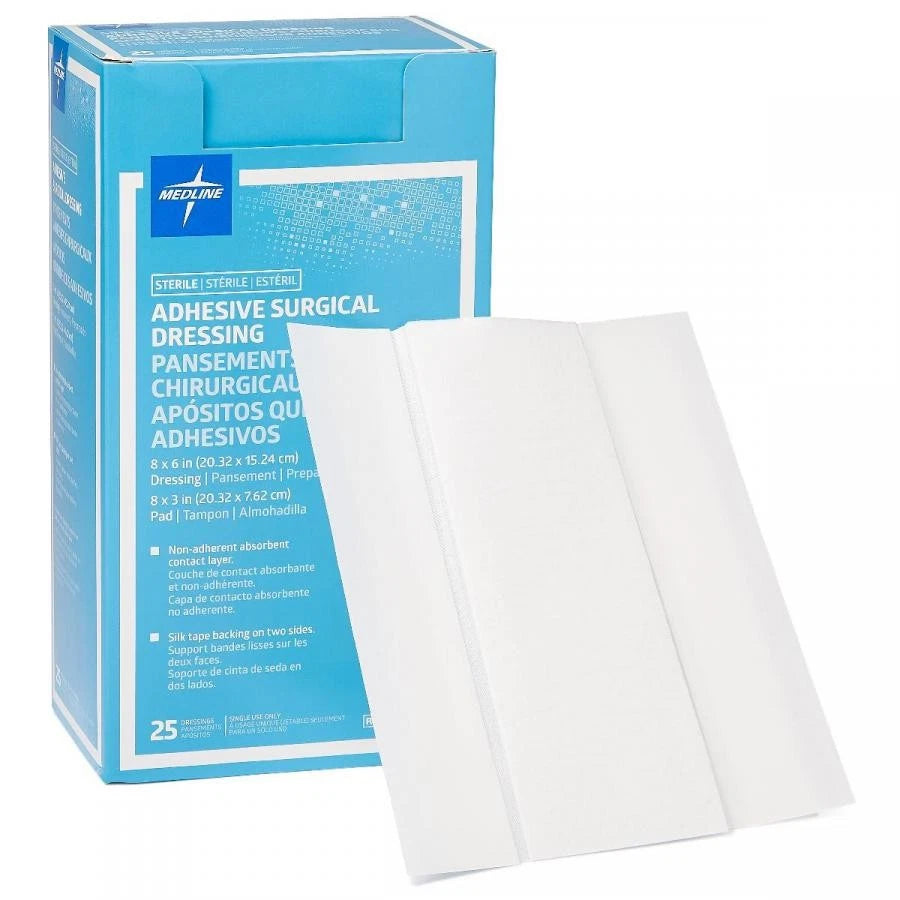 Adhesive Surgical Dressing 8" x 6", Sterile 25/Box