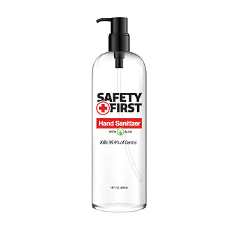 Safety First Hand Sanitizer w/Aloe, 16fl oz. Bottle, 1/Ea