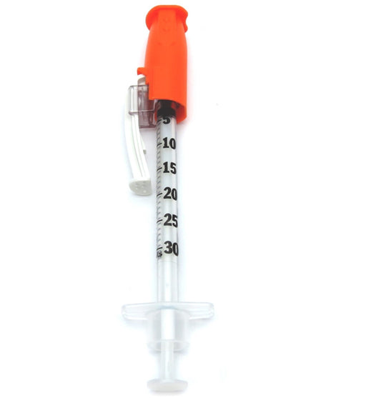 SafetyGlide Insulin Syringe, 1/2mL 31G x 6mm, Sterile, 100/Box