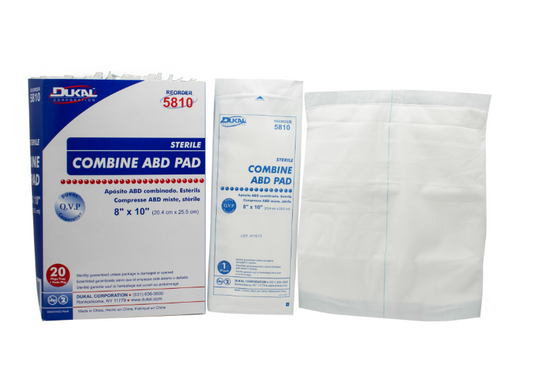 Combine ABD Pad, 8" x 10", Sterile, 20/Tray 16 Trays/Case
