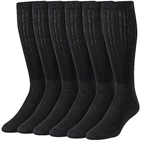 Solids Calf Socks, Men Pair Large, 6/Bag
