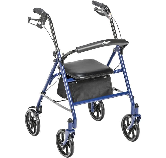 Aluminum Rollator w/7.5" Casters, Padded Seat, Loop Lock, Blue, New, 1/Box
