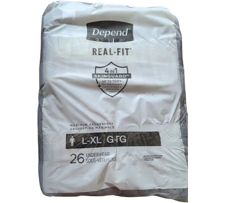 Real Fit Incontinence Underwear for Men, Grey L/XL 52/Case