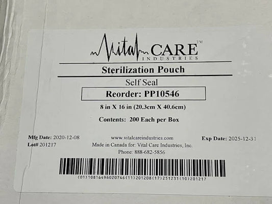 Sterilization Pouch, Self-Seal, 8" x 16", 200/Box
