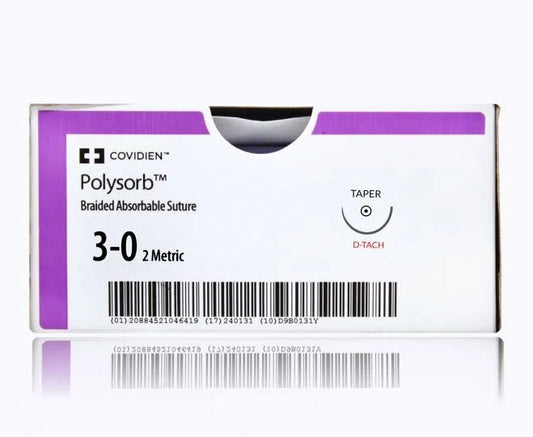 Sutures, Polysorb 3-0, 5x18" Undyed Braided Absorbable, Taper V-20, Sterile, 12/Box