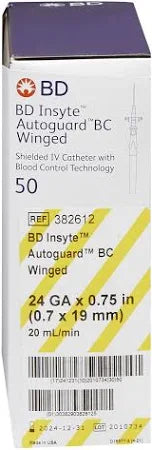 Insyte Autoguard BC Pro Winged Shielded IV Catheter 14G x 0.75", 50/Box