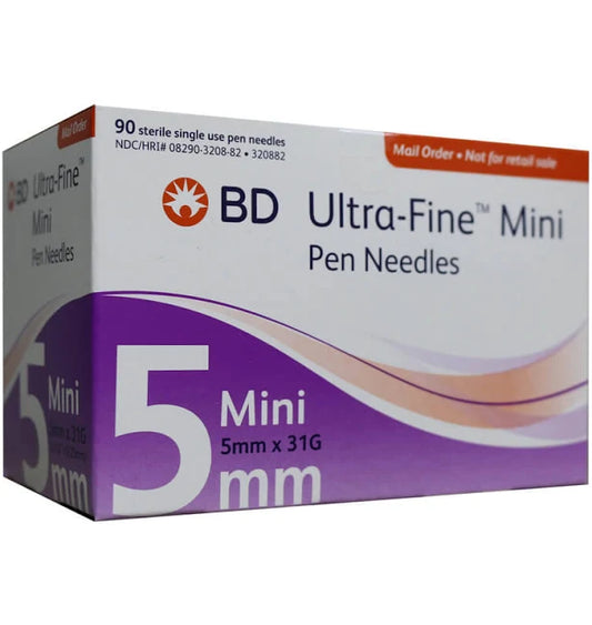 Ultra-Fine Mini Pen Needles, 5mm x 31G, Sterile, 90/Box